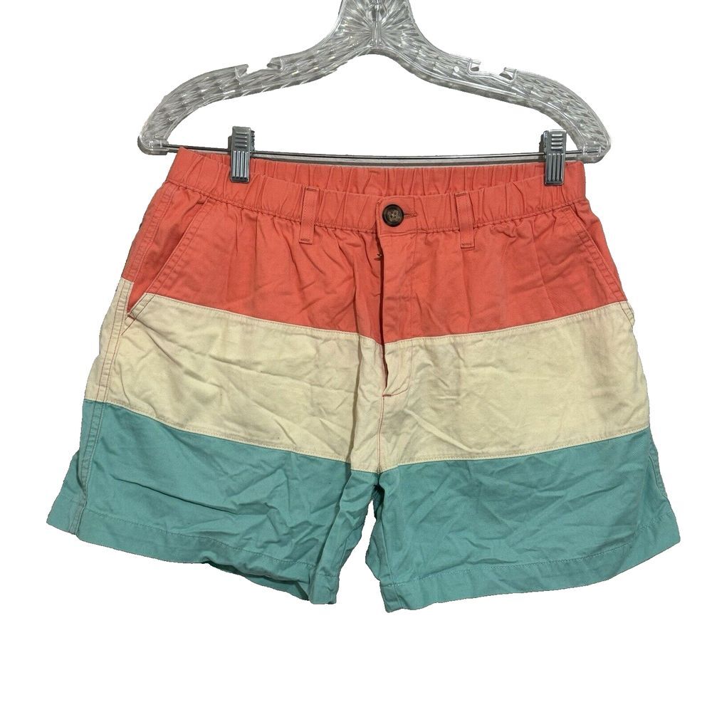 Chubbies Shorts Mens‎ Large Coral Teal Elastic Waist Casual Stretch Outdoor